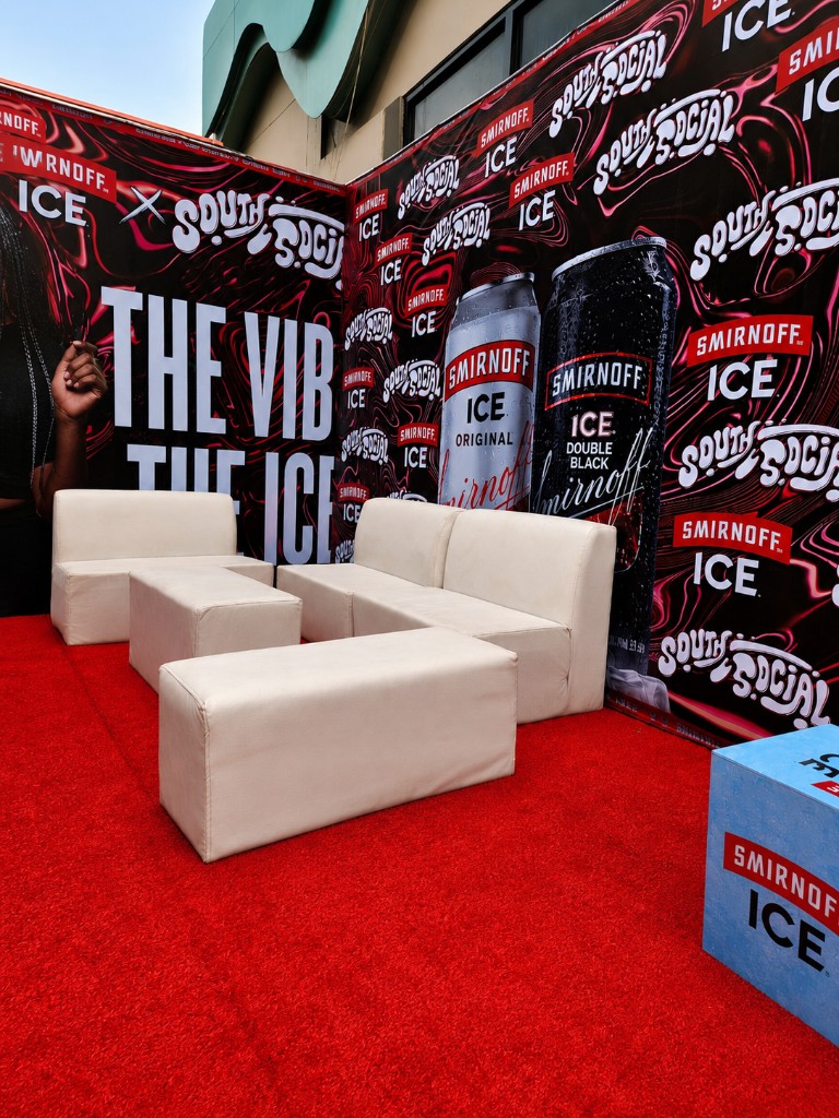 Smirnoff Ice — South Social — lounge and branded backdrops