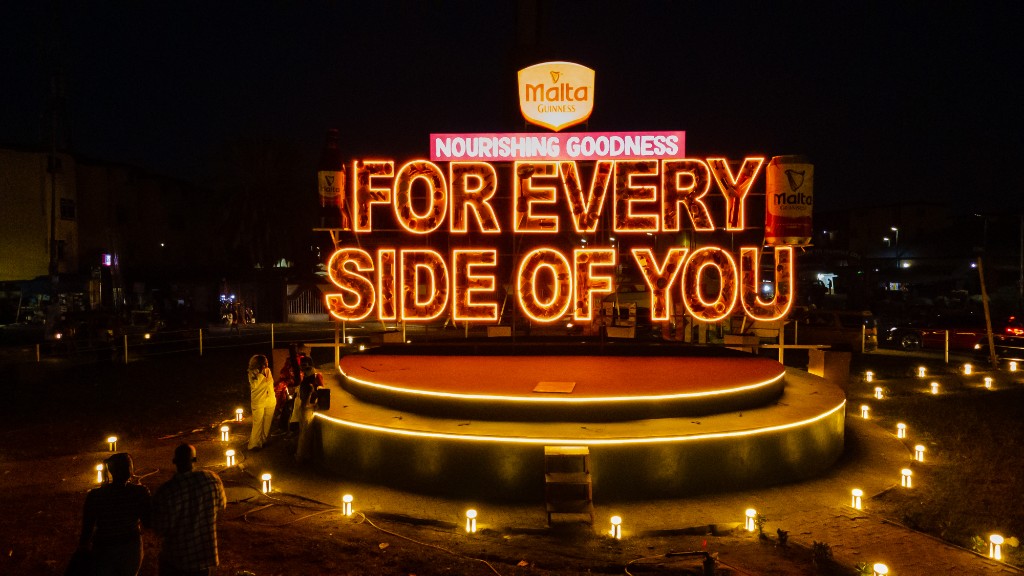 Malta Guinness — Unveiling Mosaic — illuminated installation at night