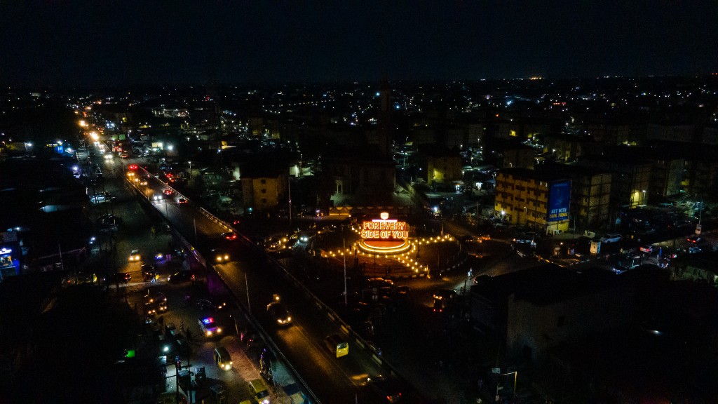 Malta Guinness — Unveiling Mosaic — roundabout aerial view